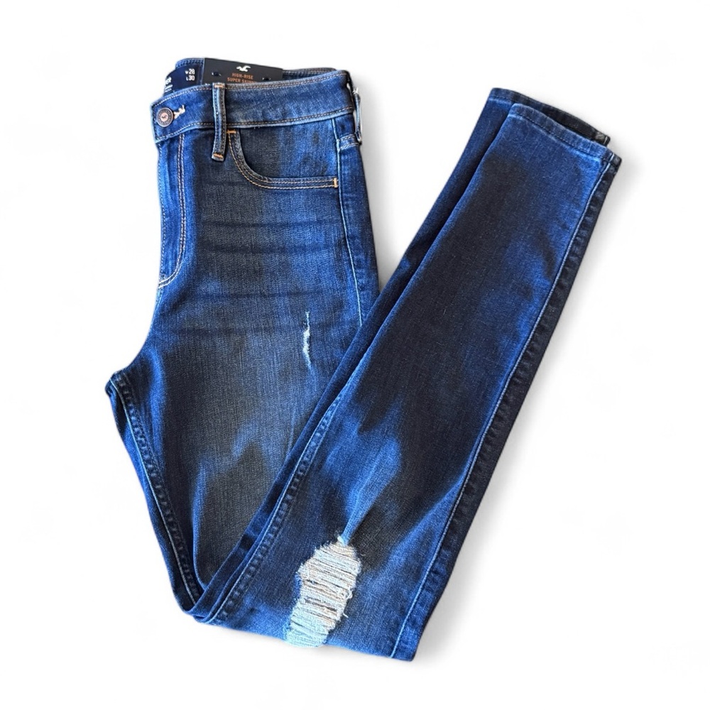 Hollister NWT W28 L30 High-Rise Super Skinny Distressed Ripped Jeans Dark Wash